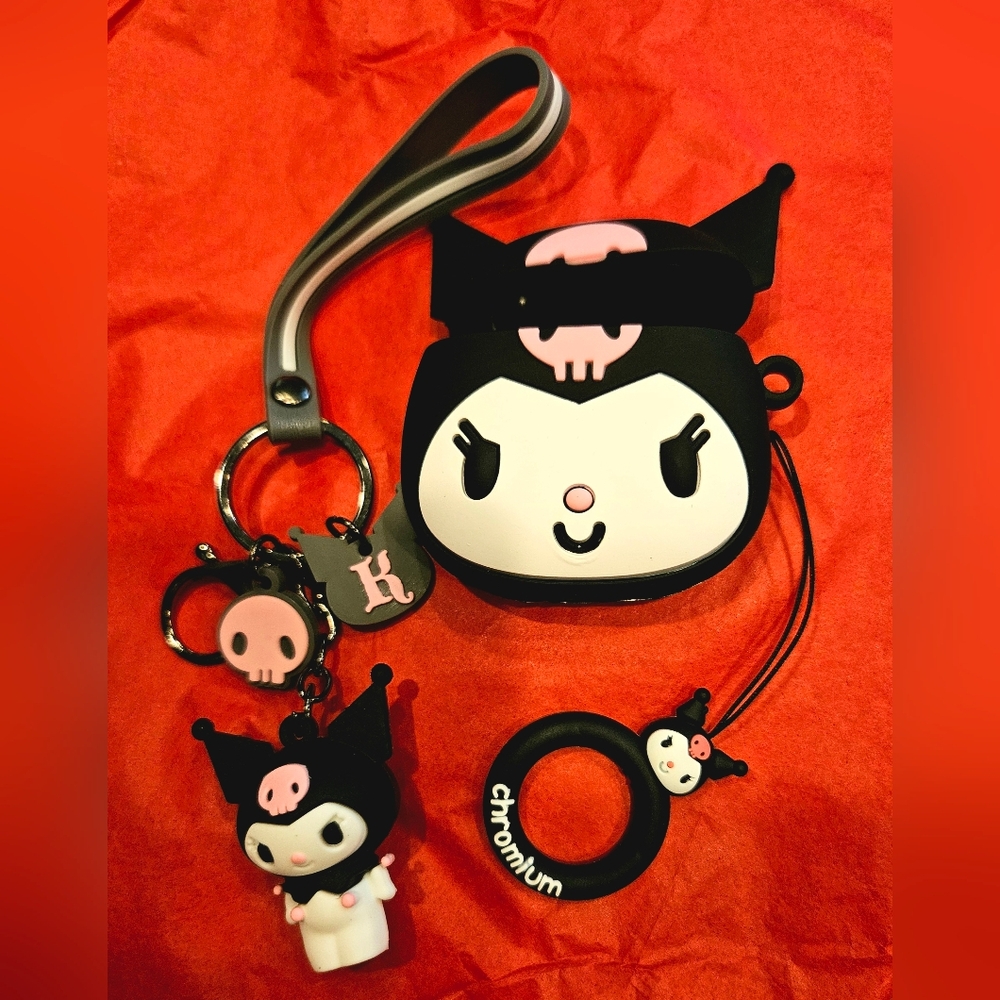 Black and White Kuromi AirPods Pro 2 Case w/ Keyring